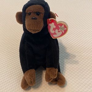Ty Beanie Baby Black Brown Congo Monkey Gorilla Ape Stuffed Animal Toy with Tag